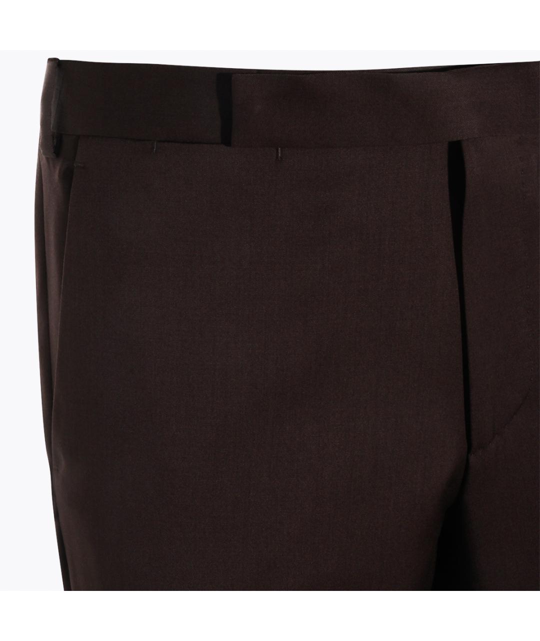 LARDINI Коричневые шерстяные классические брюки, фото 3