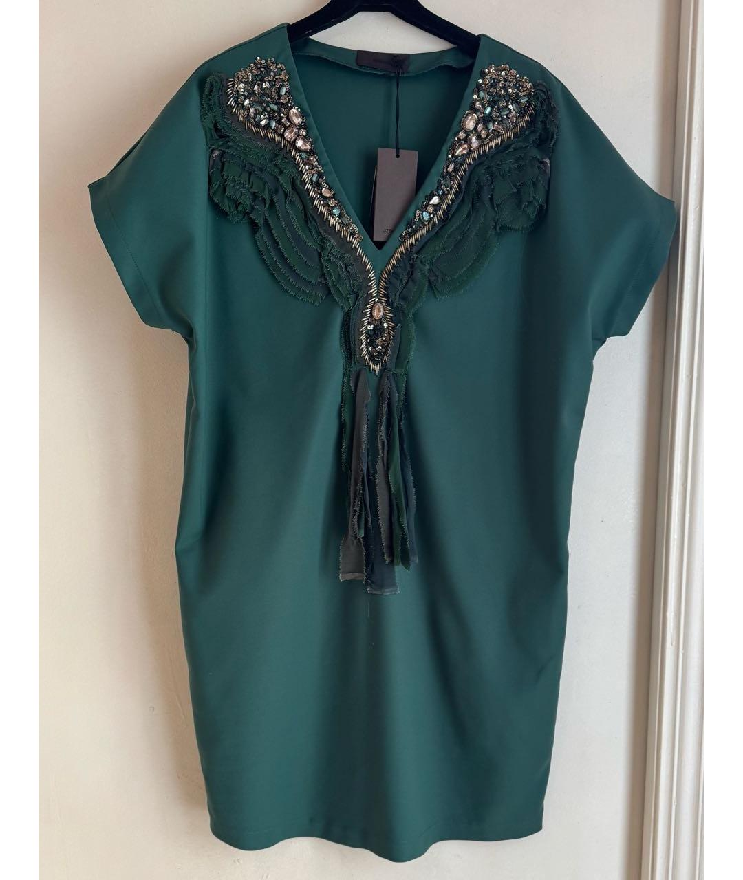 JO NO FUI Зеленые хлопко-эластановое коктейльное платье, фото 8