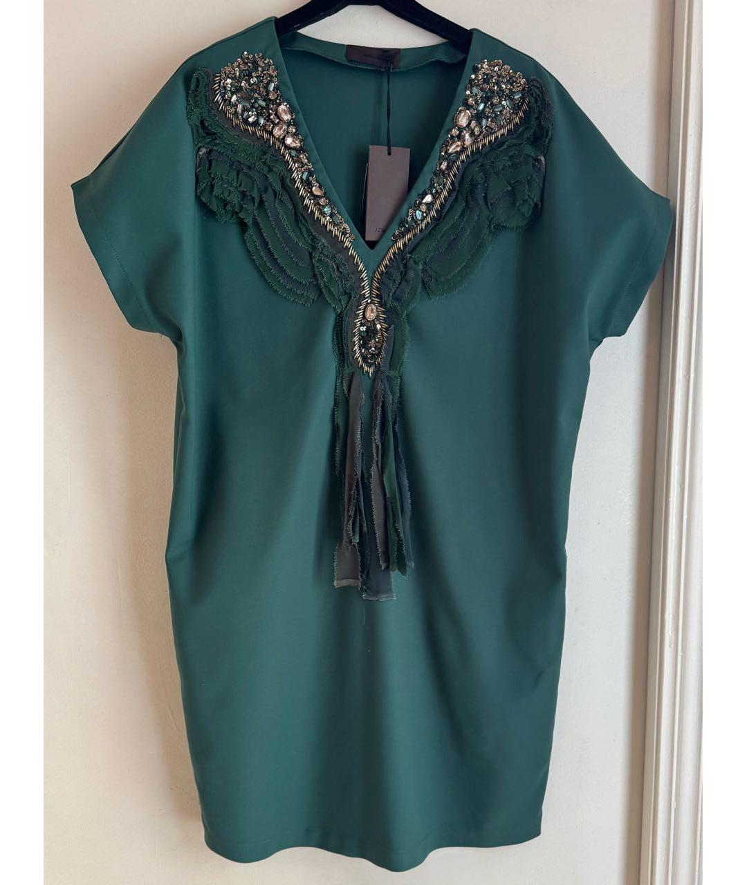 JO NO FUI Зеленые хлопко-эластановое коктейльное платье, фото 2