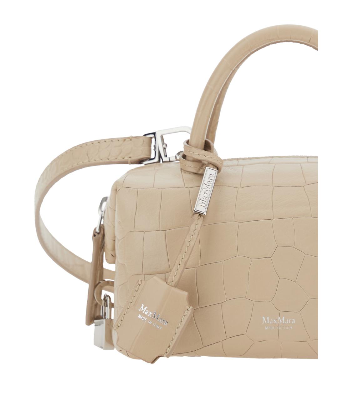 MAX MARA Бежевая кожаная сумка тоут, фото 3