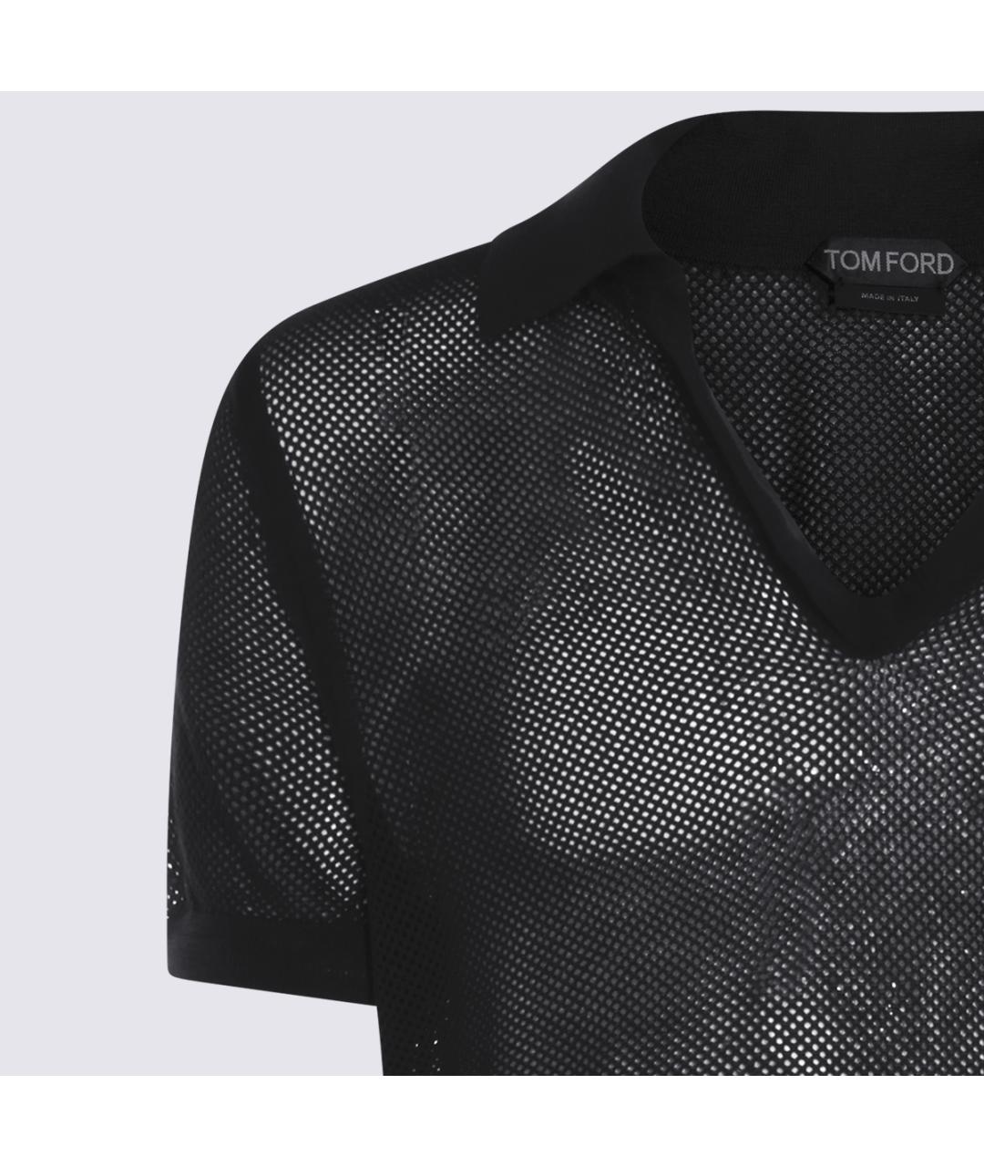 TOM FORD Черное хлопковое поло с коротким рукавом, фото 3
