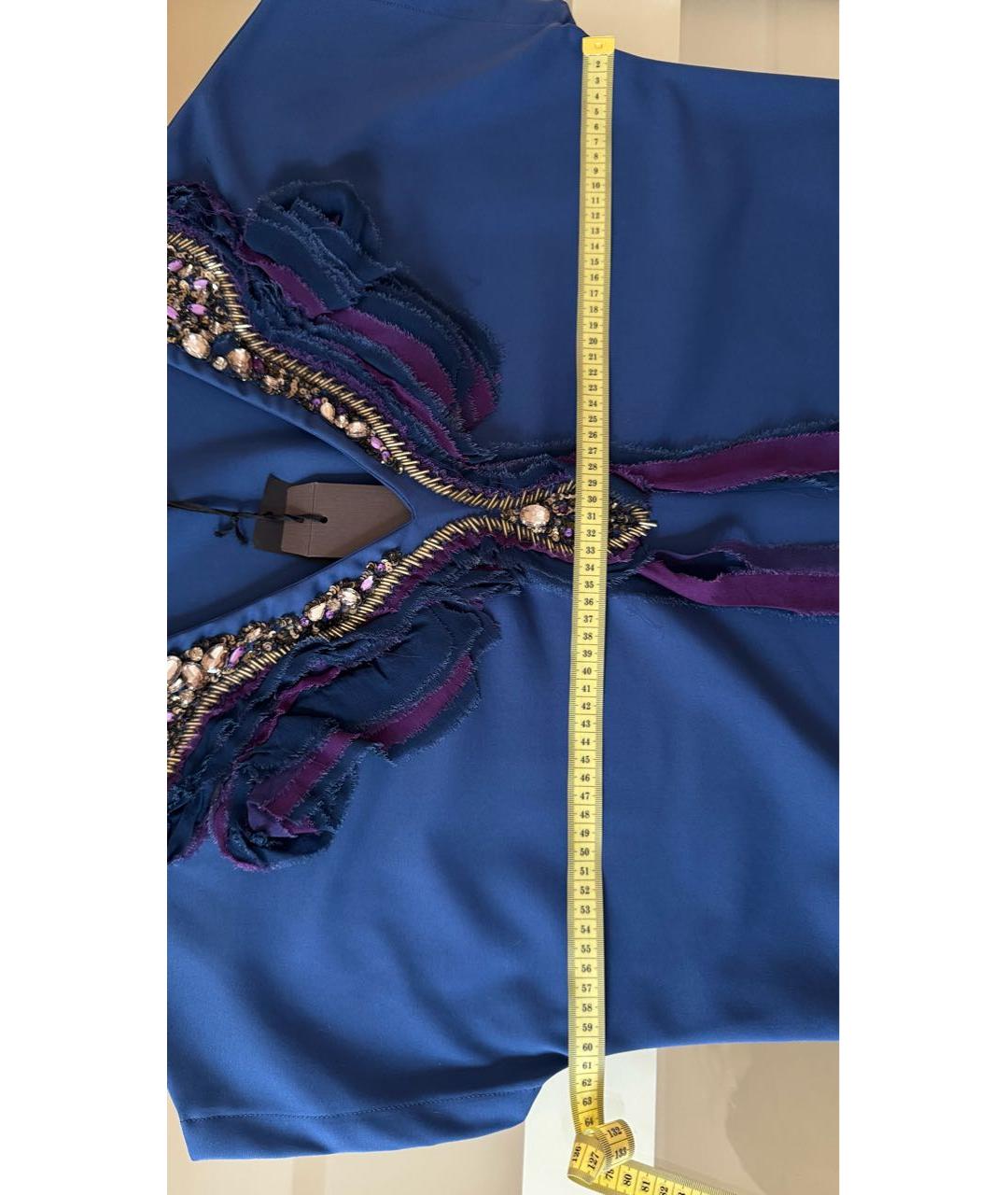 JO NO FUI Темно-синее хлопко-эластановое платье, фото 6