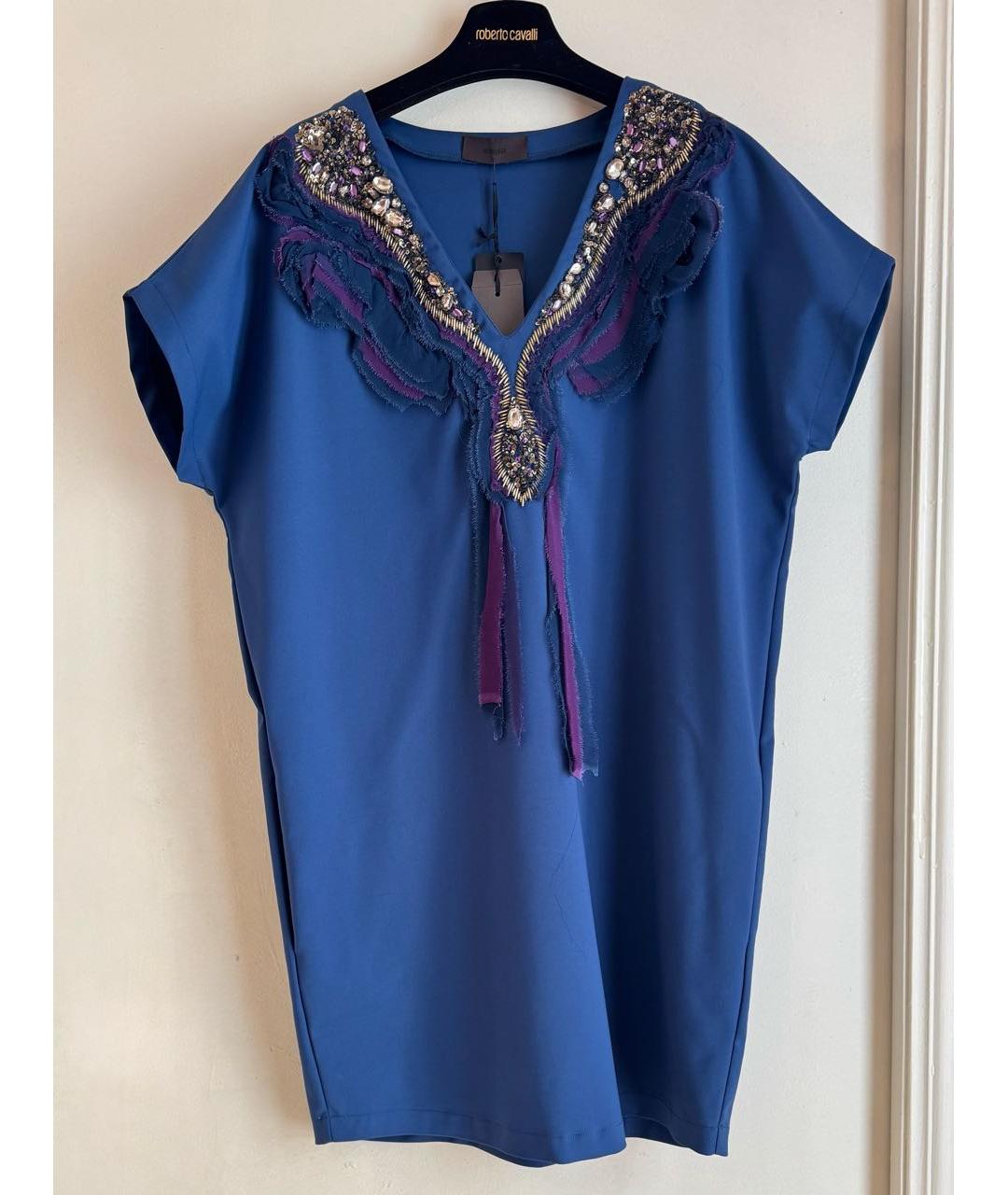 JO NO FUI Темно-синее хлопко-эластановое платье, фото 9