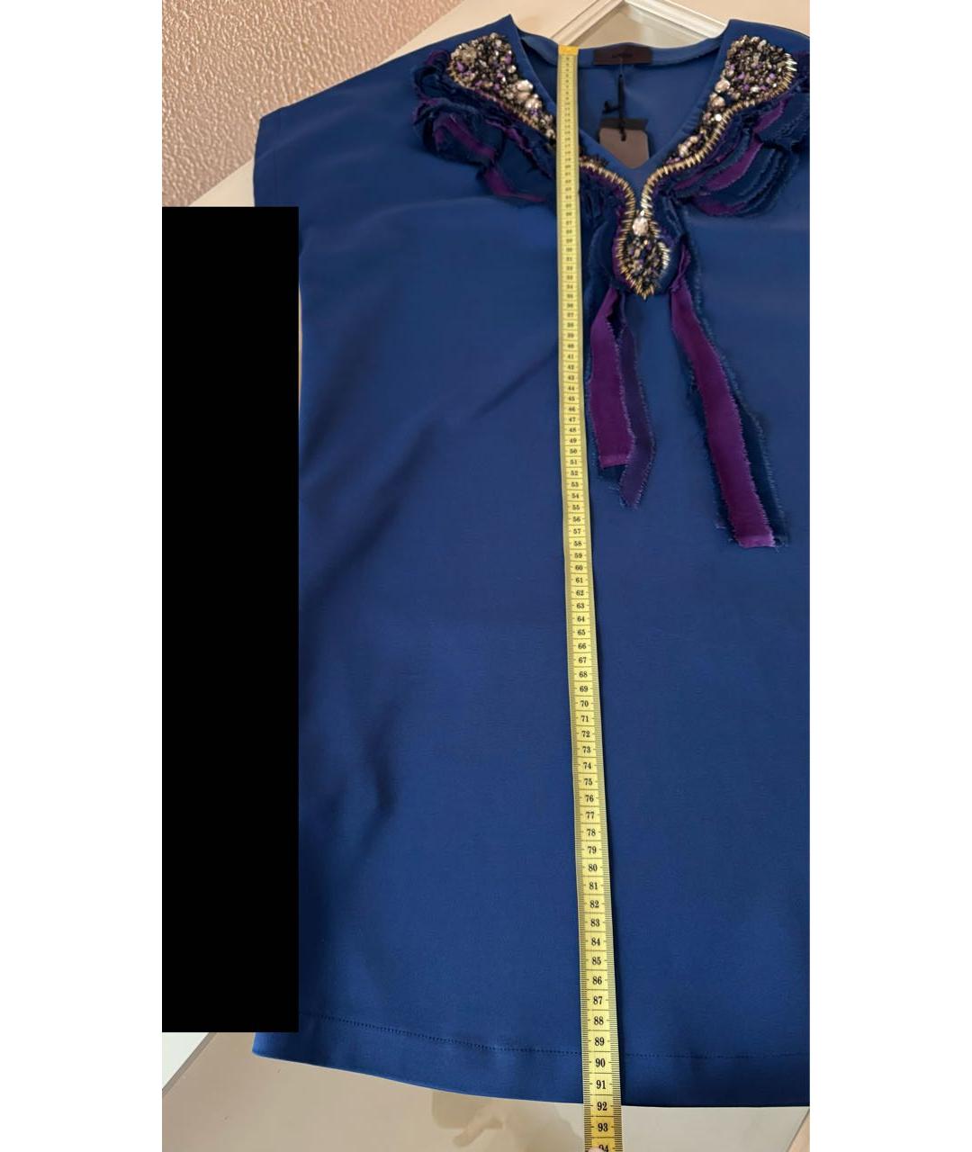 JO NO FUI Темно-синее хлопко-эластановое платье, фото 7