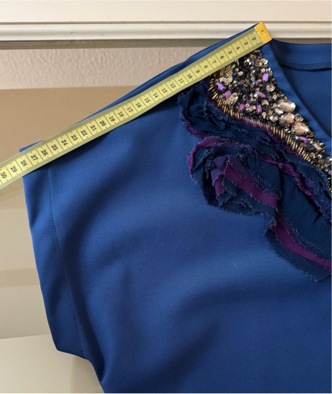 JO NO FUI Темно-синее хлопко-эластановое платье, фото 8