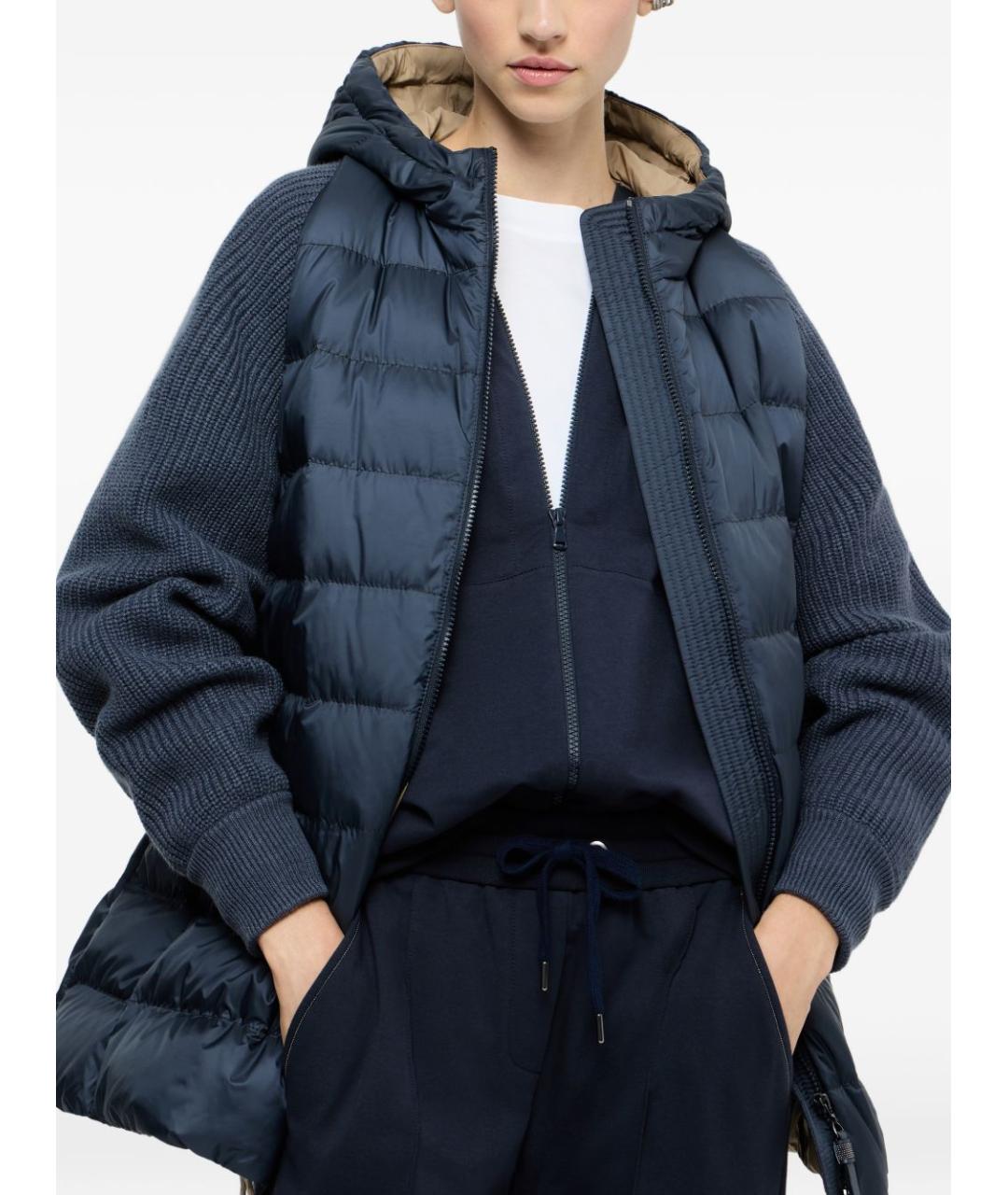 BRUNELLO CUCINELLI Синяя полиэстеровая куртка, фото 5