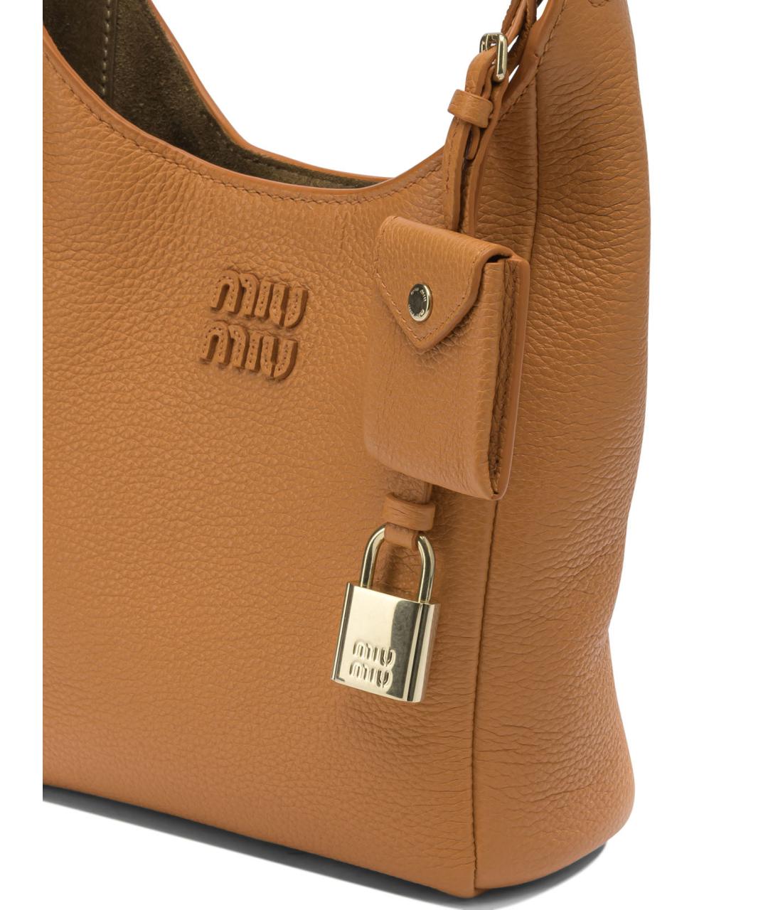 MIU MIU Бежевая кожаная сумка через плечо, фото 4
