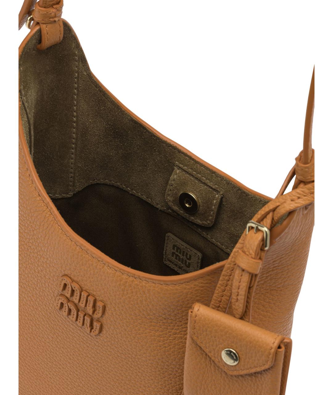 MIU MIU Бежевая кожаная сумка через плечо, фото 5