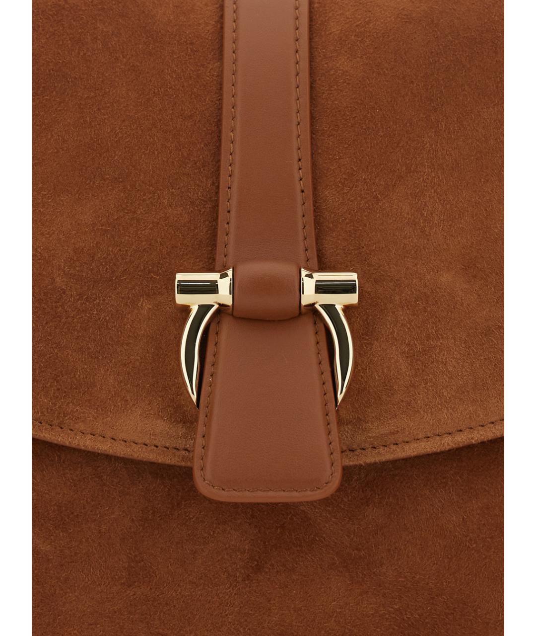 FERRAGAMO Коричневая замшевая сумка через плечо, фото 3