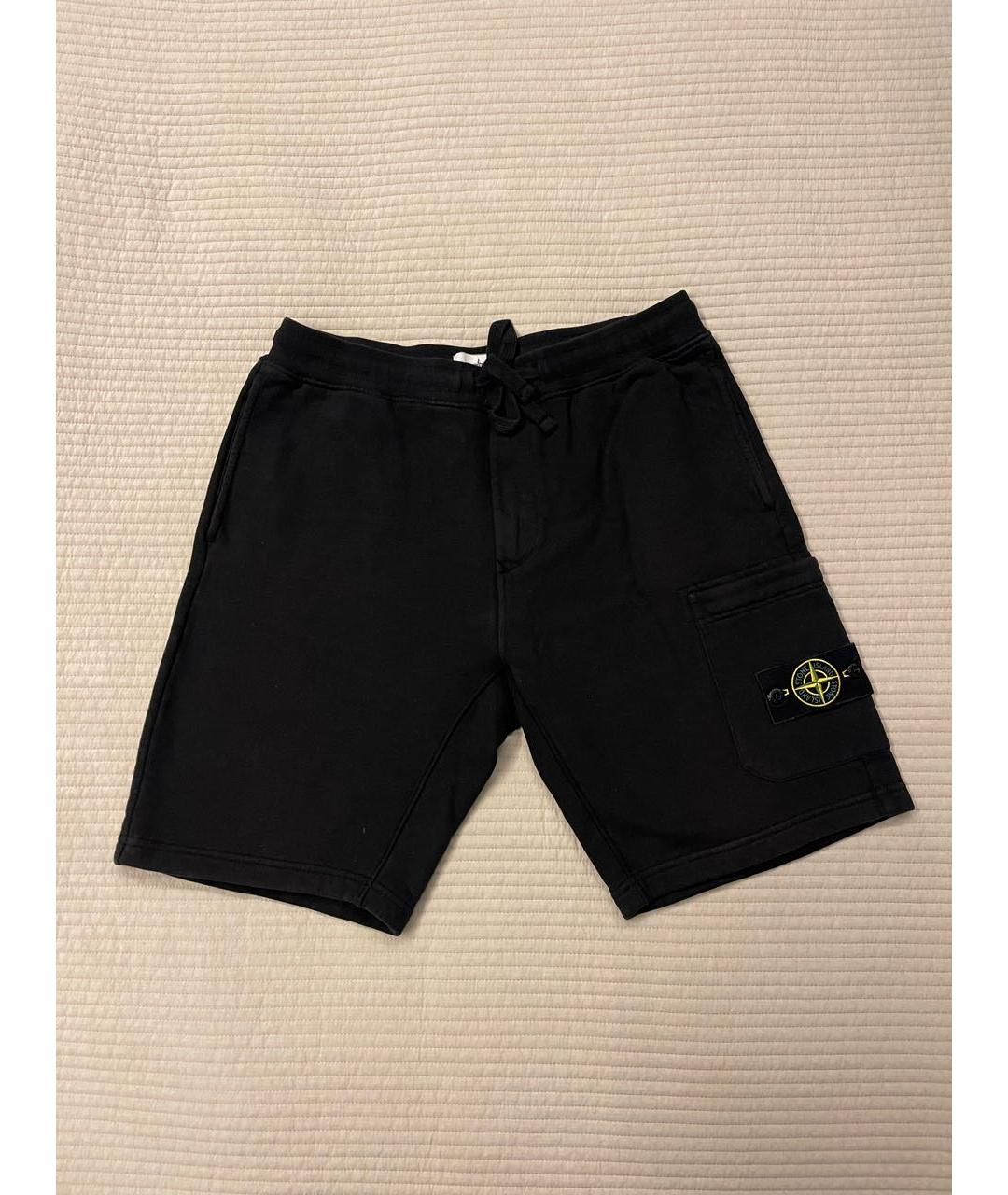 STONE ISLAND Черные хлопковые шорты, фото 2