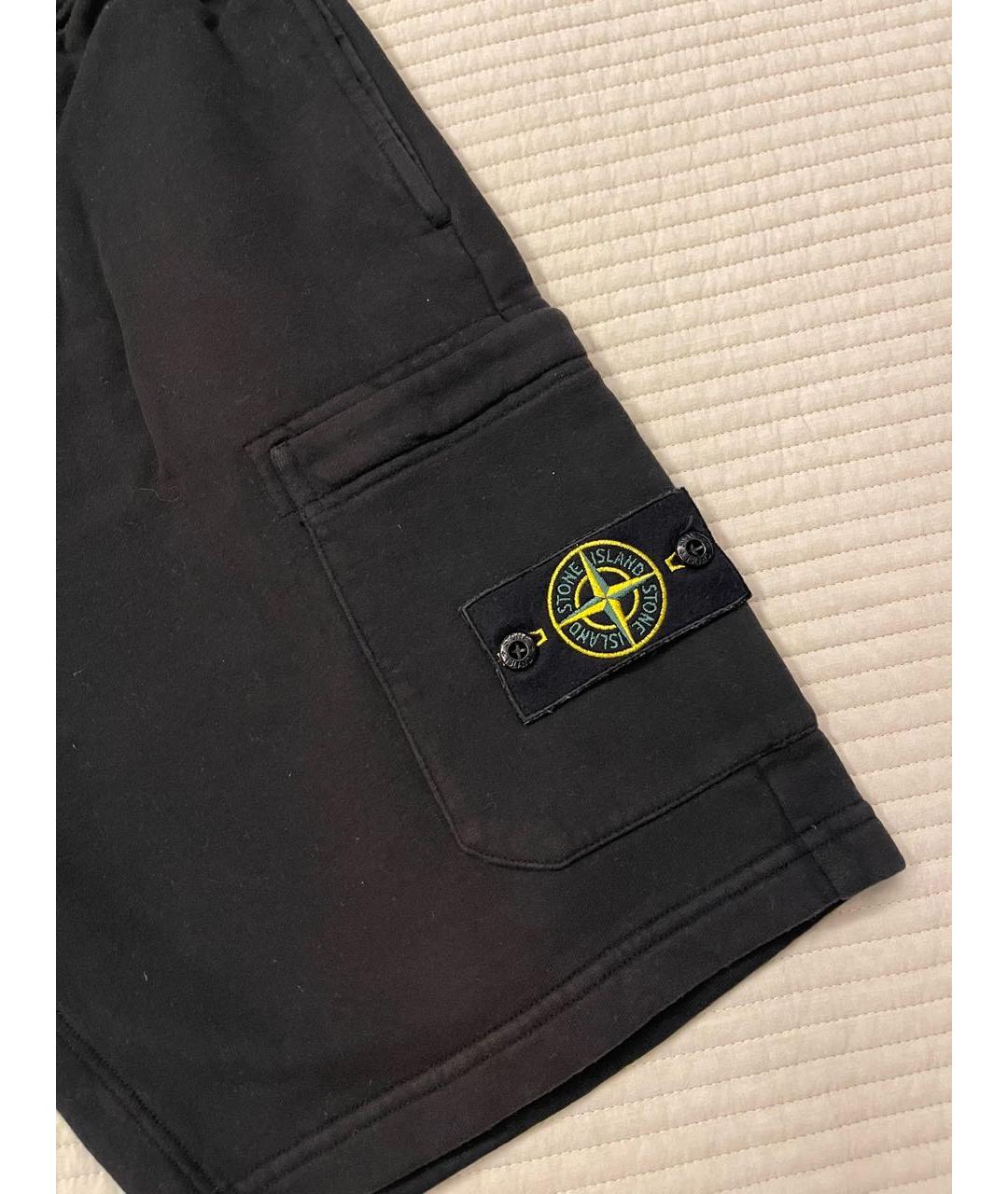 STONE ISLAND Черные хлопковые шорты, фото 3