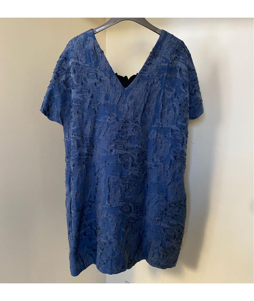 JO NO FUI Синее хлопковое коктейльное платье, фото 2