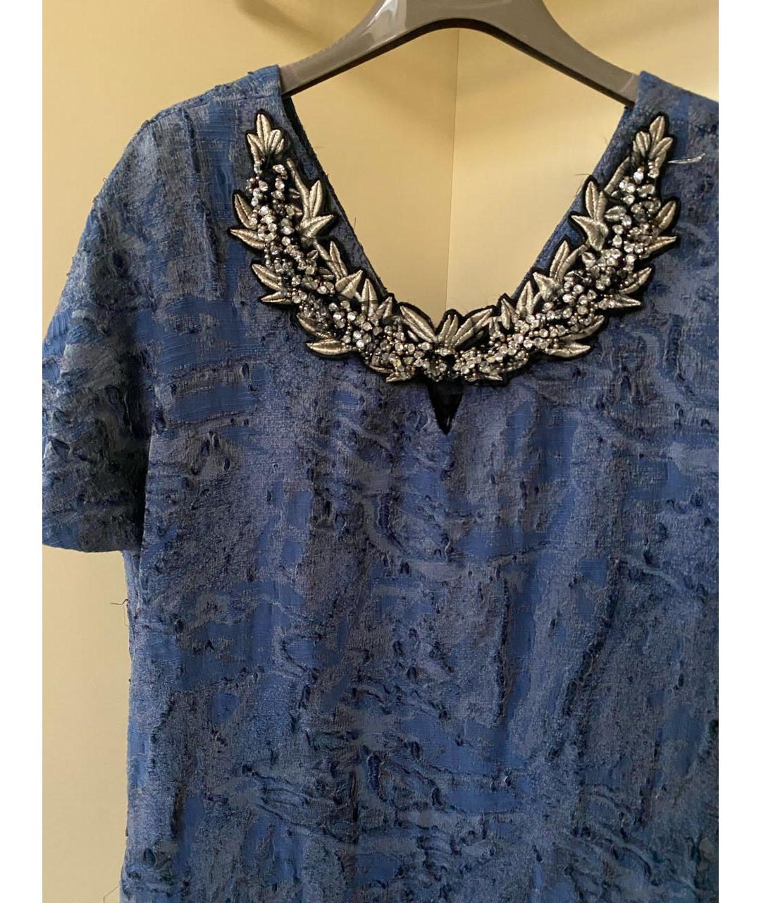 JO NO FUI Синее хлопковое коктейльное платье, фото 3