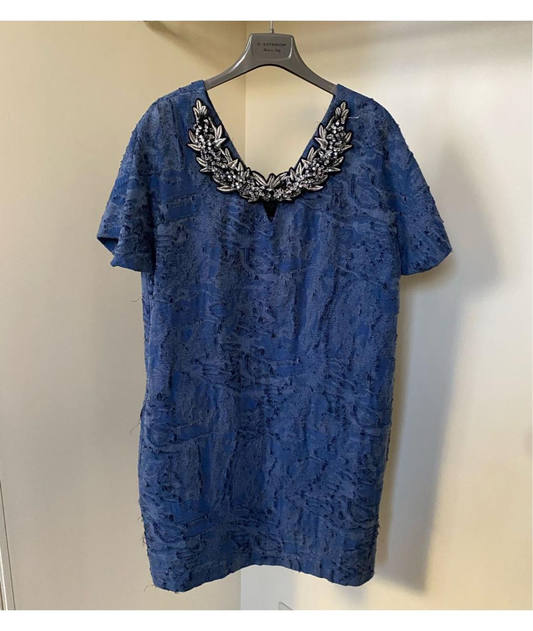 JO NO FUI Синее хлопковое коктейльное платье, фото 9