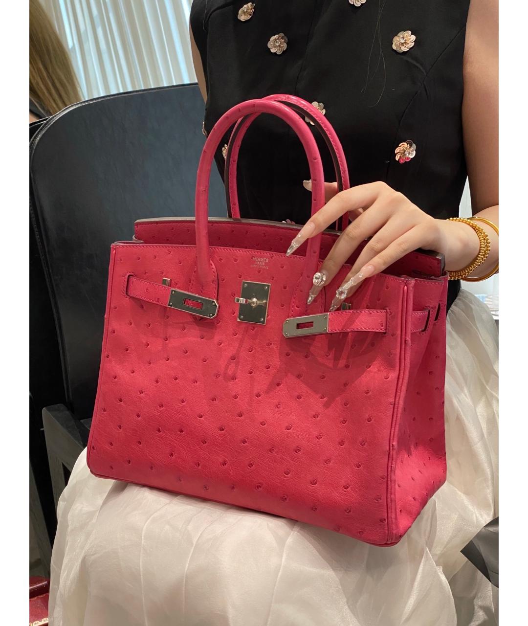 HERMES Розовая кожаная сумка с короткими ручками, фото 5