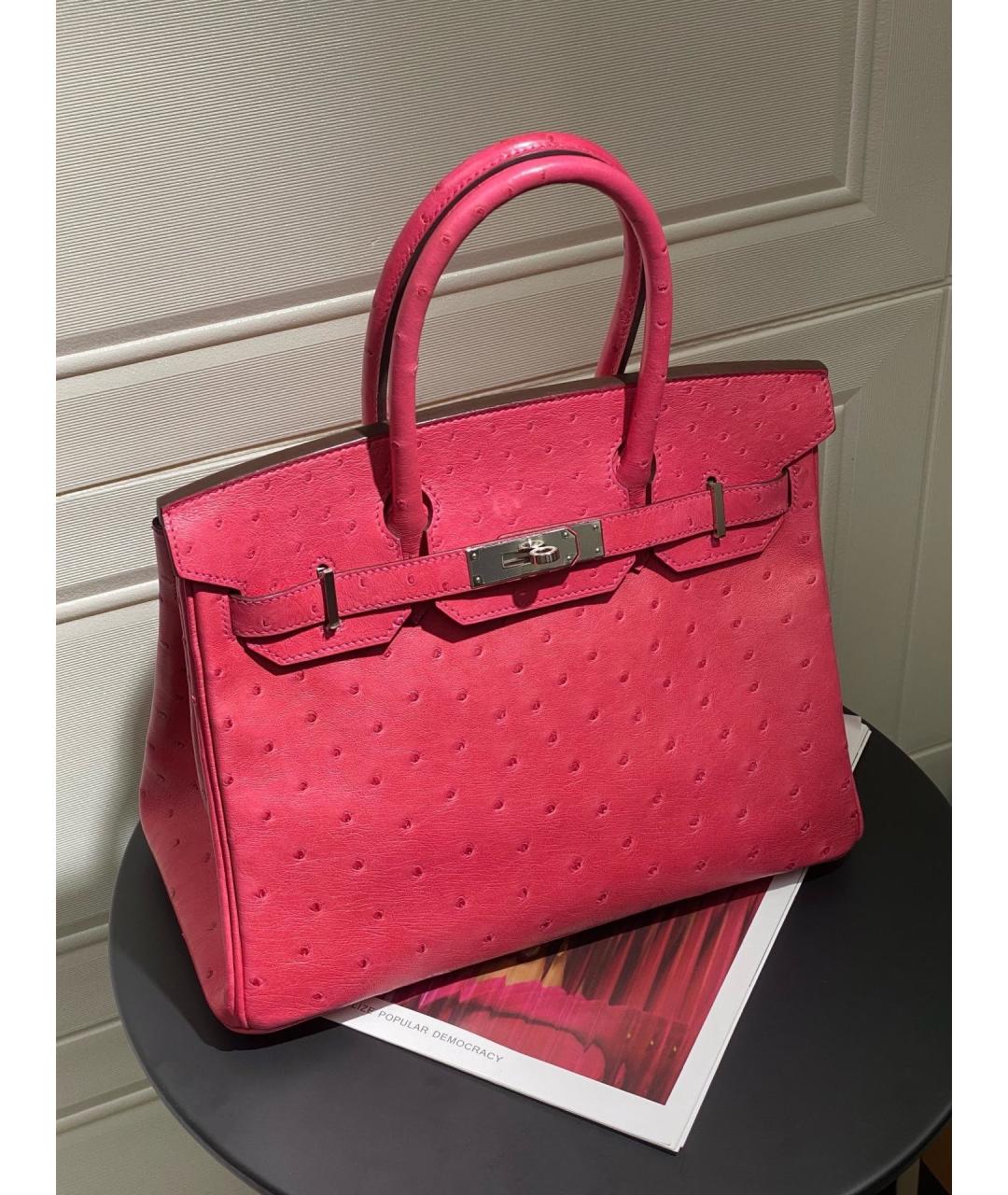 HERMES Розовая кожаная сумка с короткими ручками, фото 6