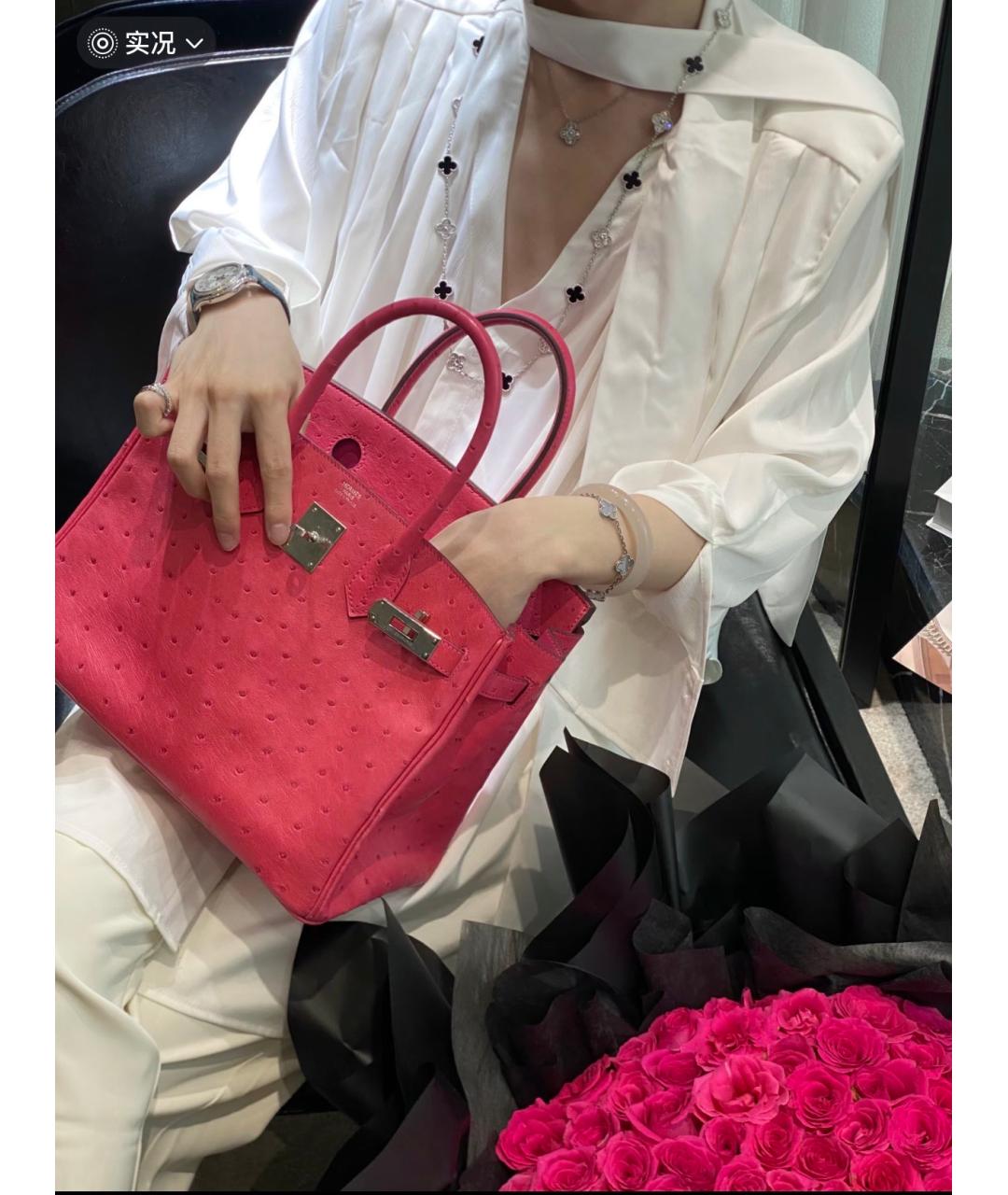 HERMES Розовая кожаная сумка с короткими ручками, фото 4