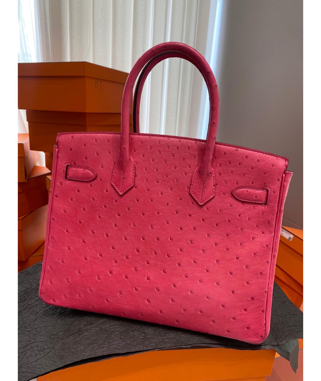 HERMES Розовая кожаная сумка с короткими ручками, фото 2