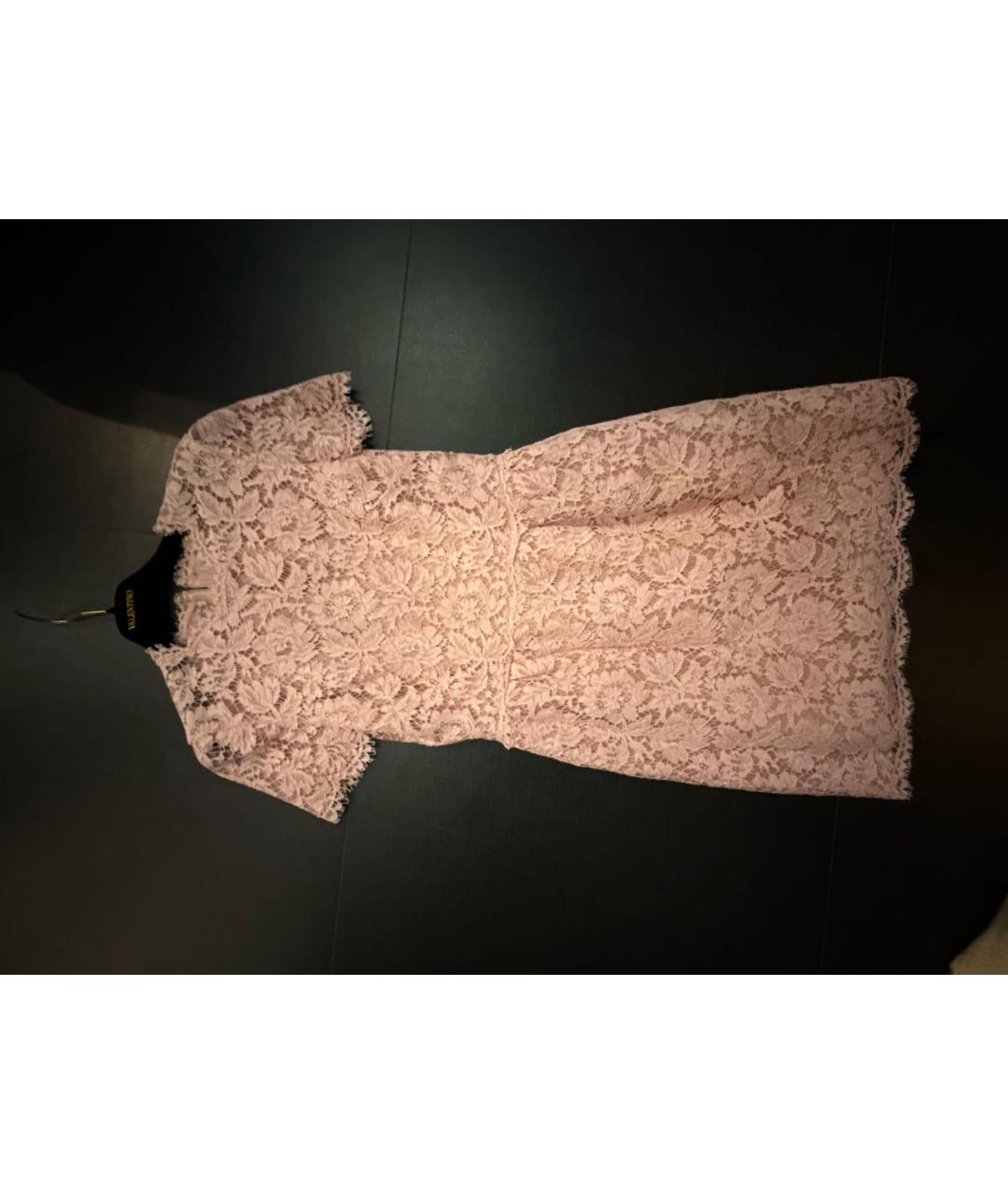 VALENTINO Розовое кружевное коктейльное платье, фото 7