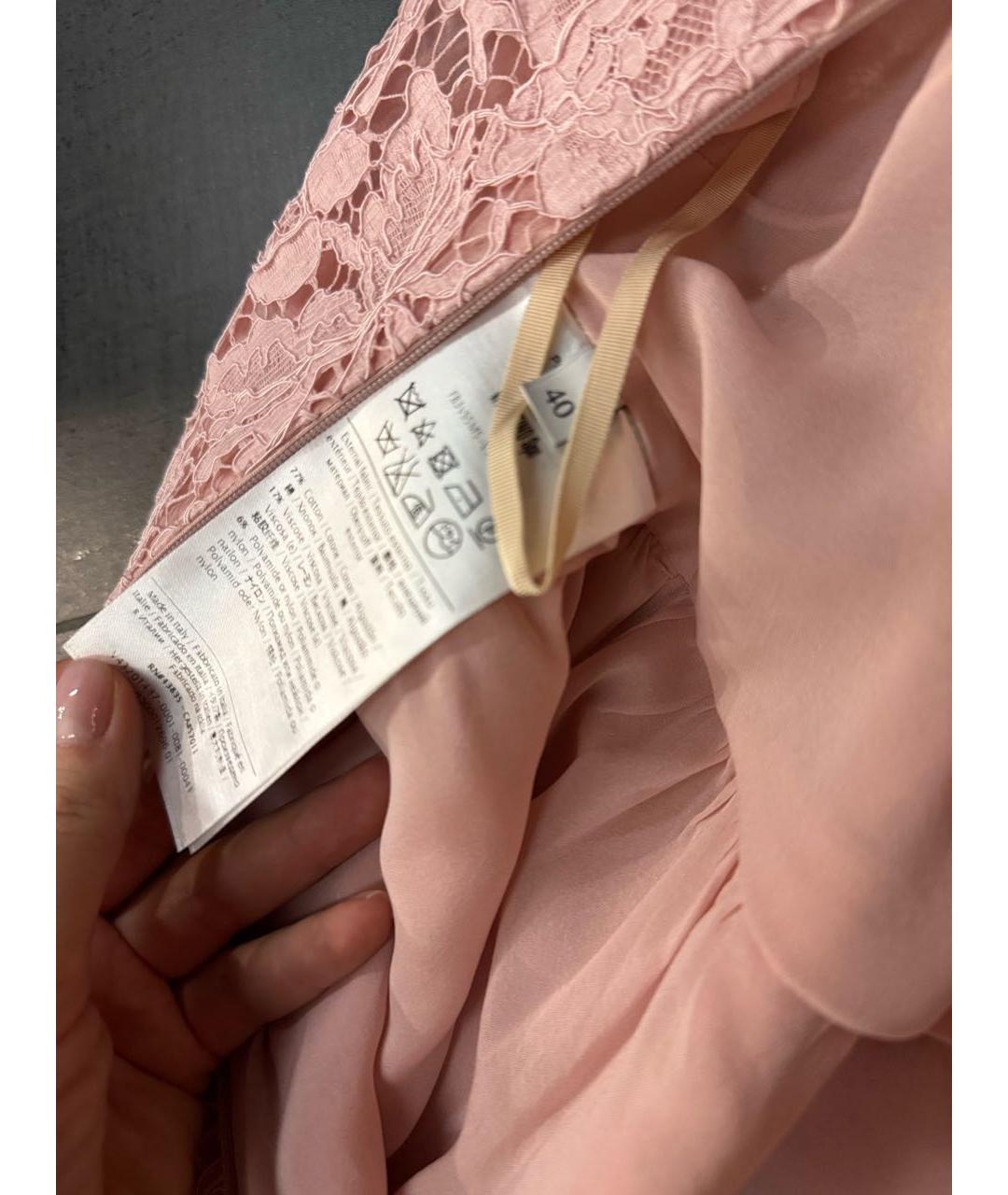 VALENTINO Розовое кружевное коктейльное платье, фото 6