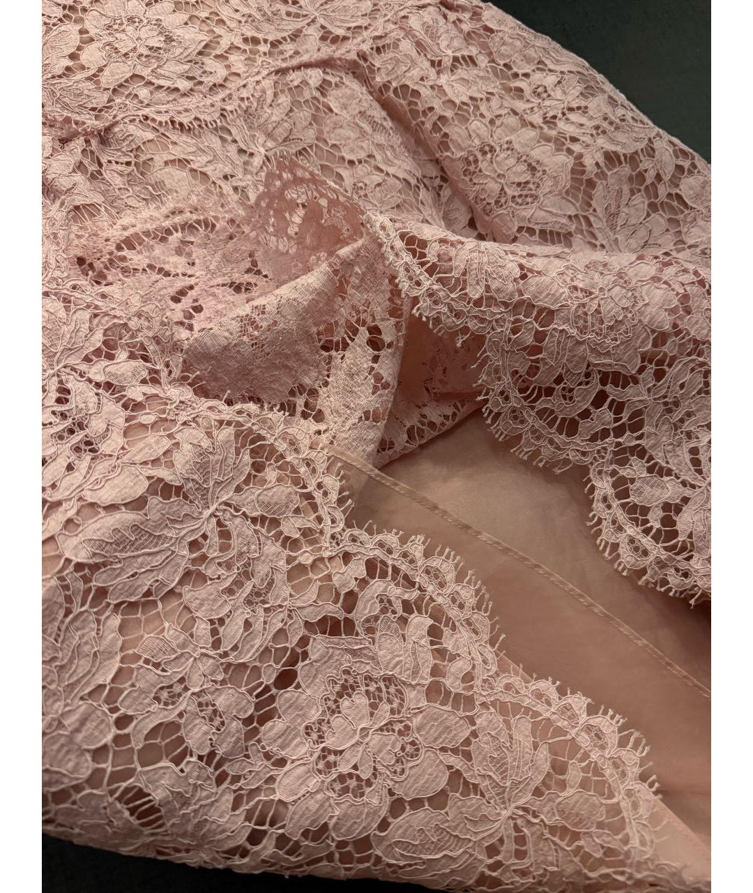 VALENTINO Розовое кружевное коктейльное платье, фото 5