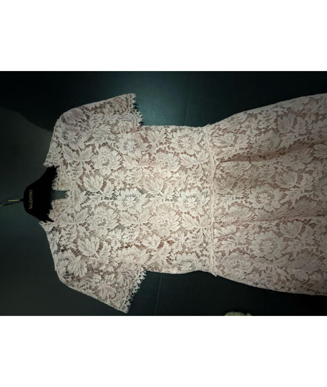 VALENTINO Розовое кружевное коктейльное платье, фото 4