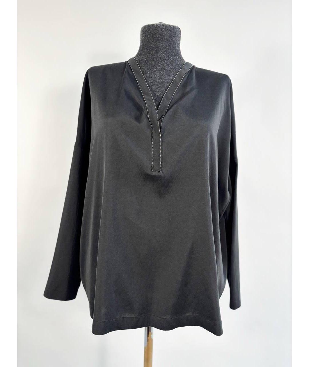 BRUNELLO CUCINELLI Черная шелковая рубашка, фото 6