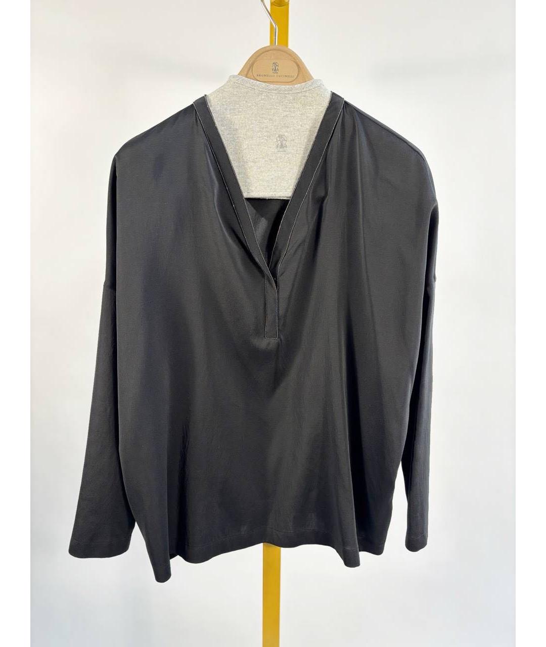 BRUNELLO CUCINELLI Черная шелковая рубашка, фото 4