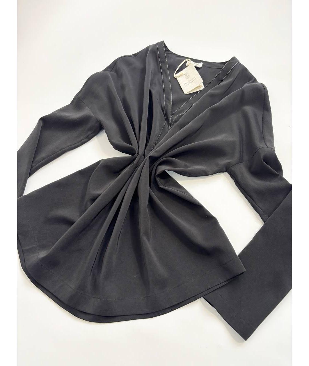 BRUNELLO CUCINELLI Черная шелковая рубашка, фото 5