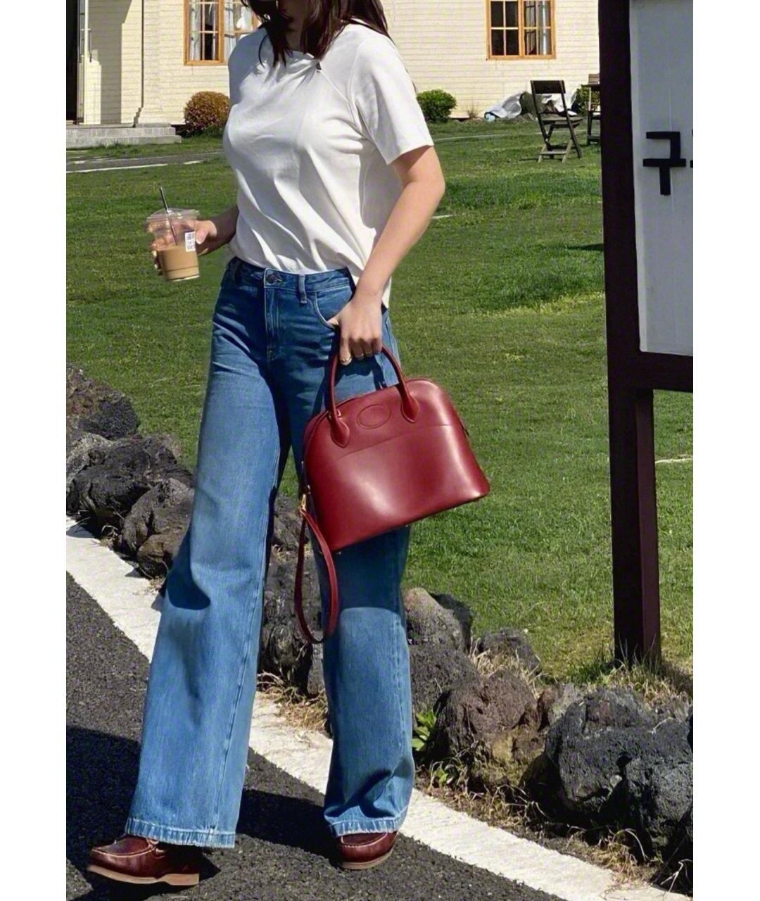 HERMES Красная кожаная сумка с короткими ручками, фото 6