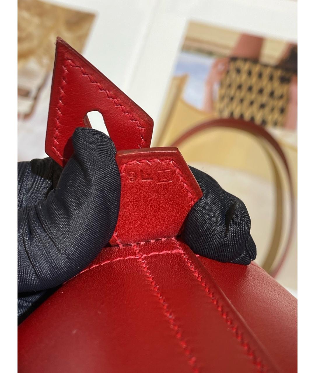 HERMES Красная кожаная сумка с короткими ручками, фото 4