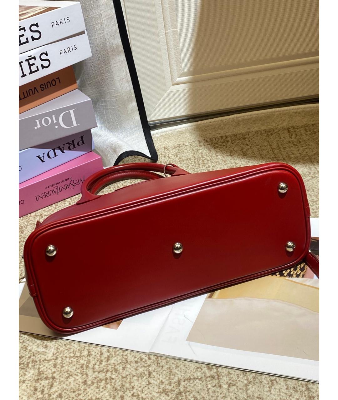 HERMES Красная кожаная сумка с короткими ручками, фото 3