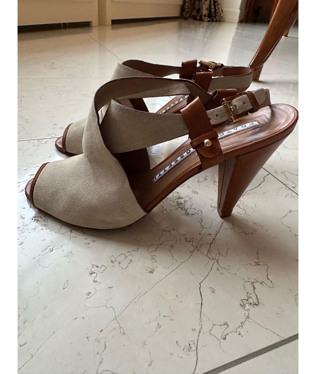 FRATELLI ROSSETTI Бежевые замшевые босоножки, фото 5