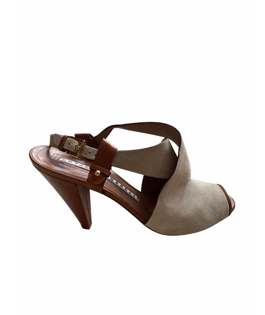 FRATELLI ROSSETTI Бежевые замшевые босоножки, фото 1