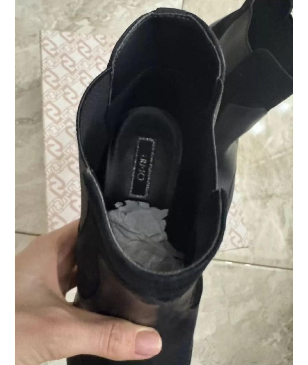 LIU JO Черные кожаные ботильоны, фото 8