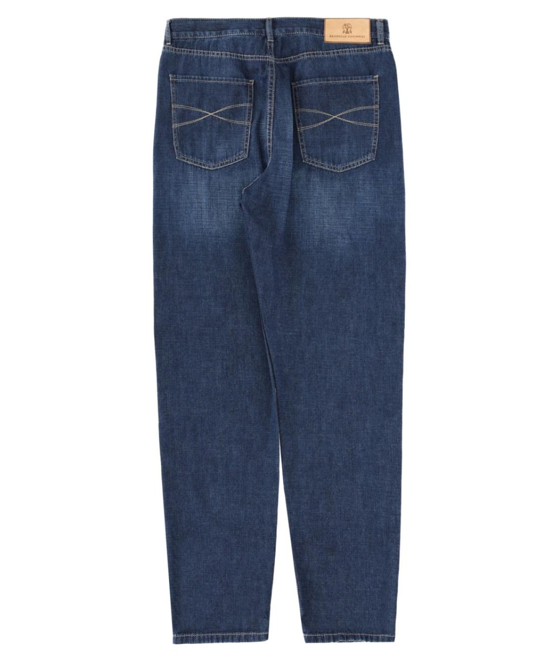 BRUNELLO CUCINELLI Синие хлопковые прямые джинсы, фото 2