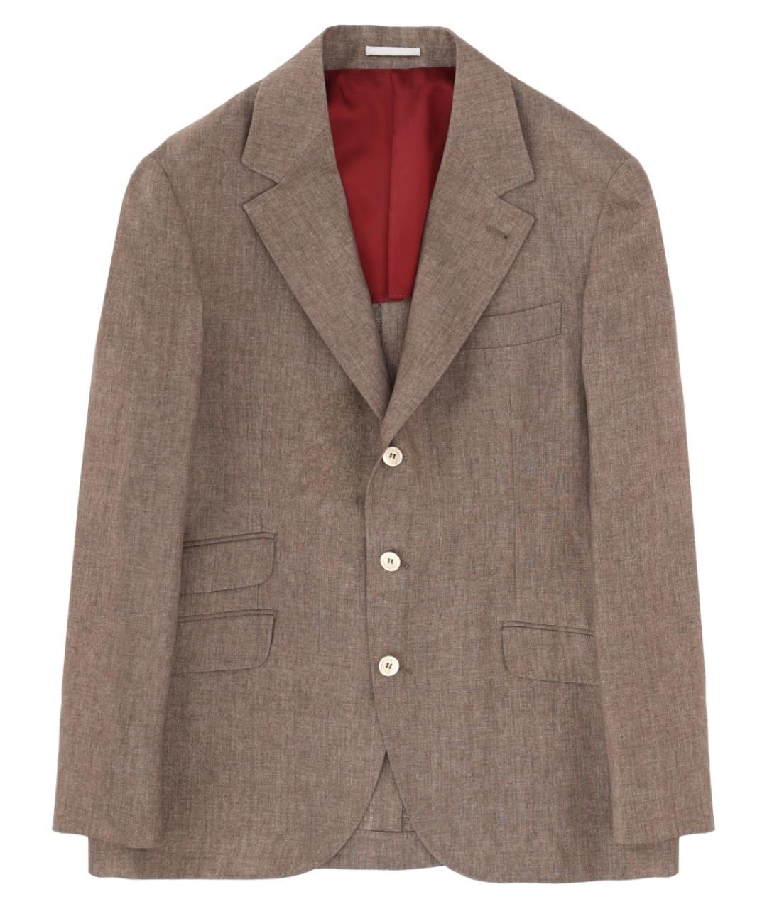 BRUNELLO CUCINELLI Коричневый льняной пиджак, фото 1