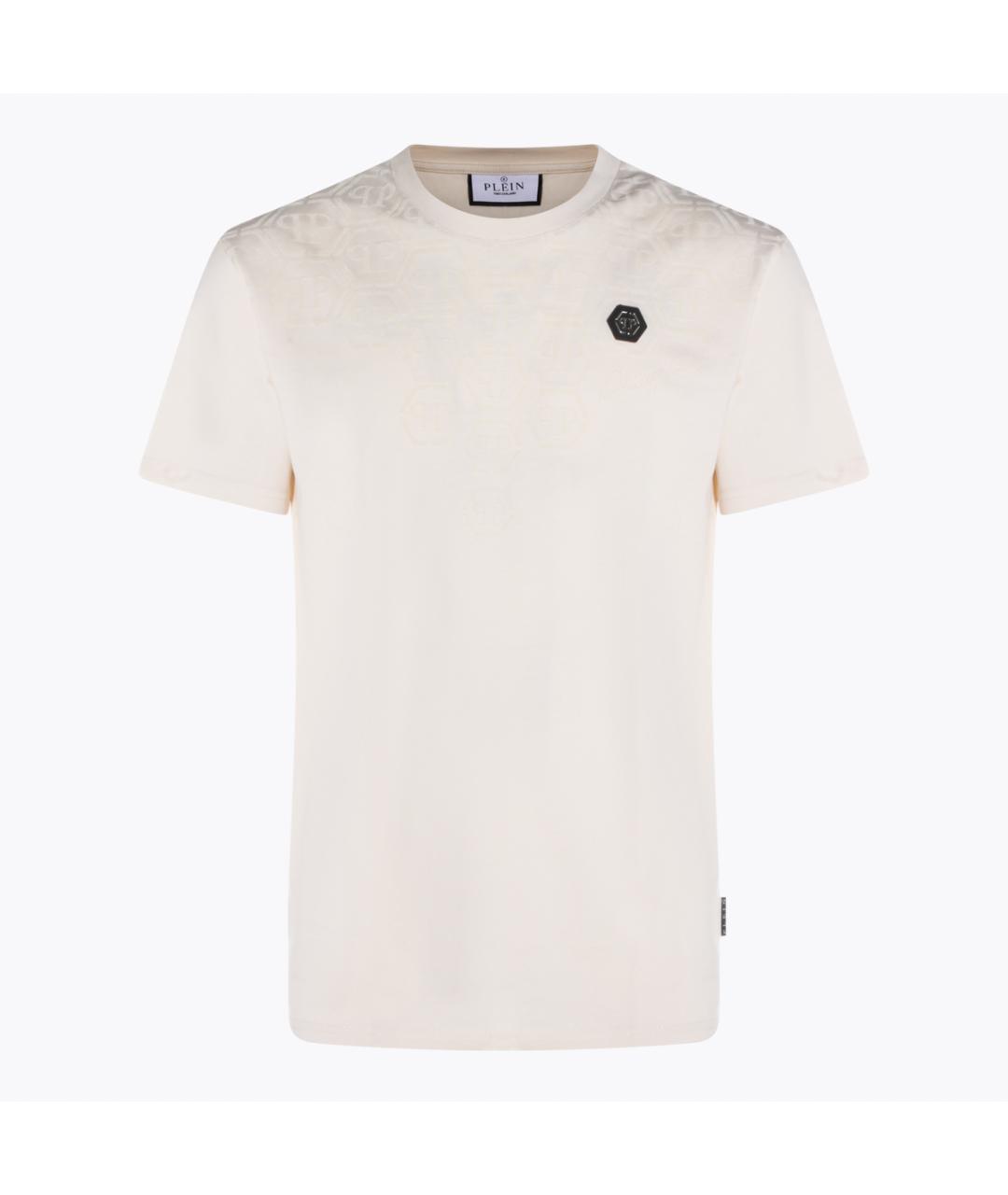 PHILIPP PLEIN Бежевая хлопковая футболка, фото 1