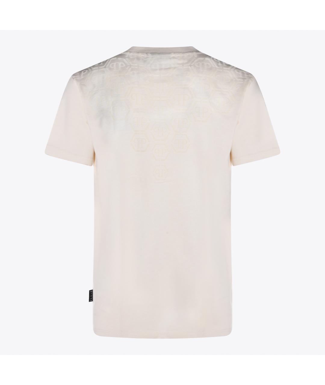 PHILIPP PLEIN Бежевая хлопковая футболка, фото 2