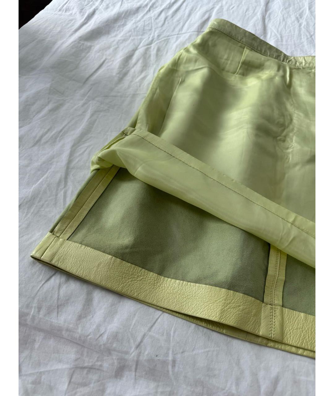 ESCADA Салатовая кожаная юбка мини, фото 2