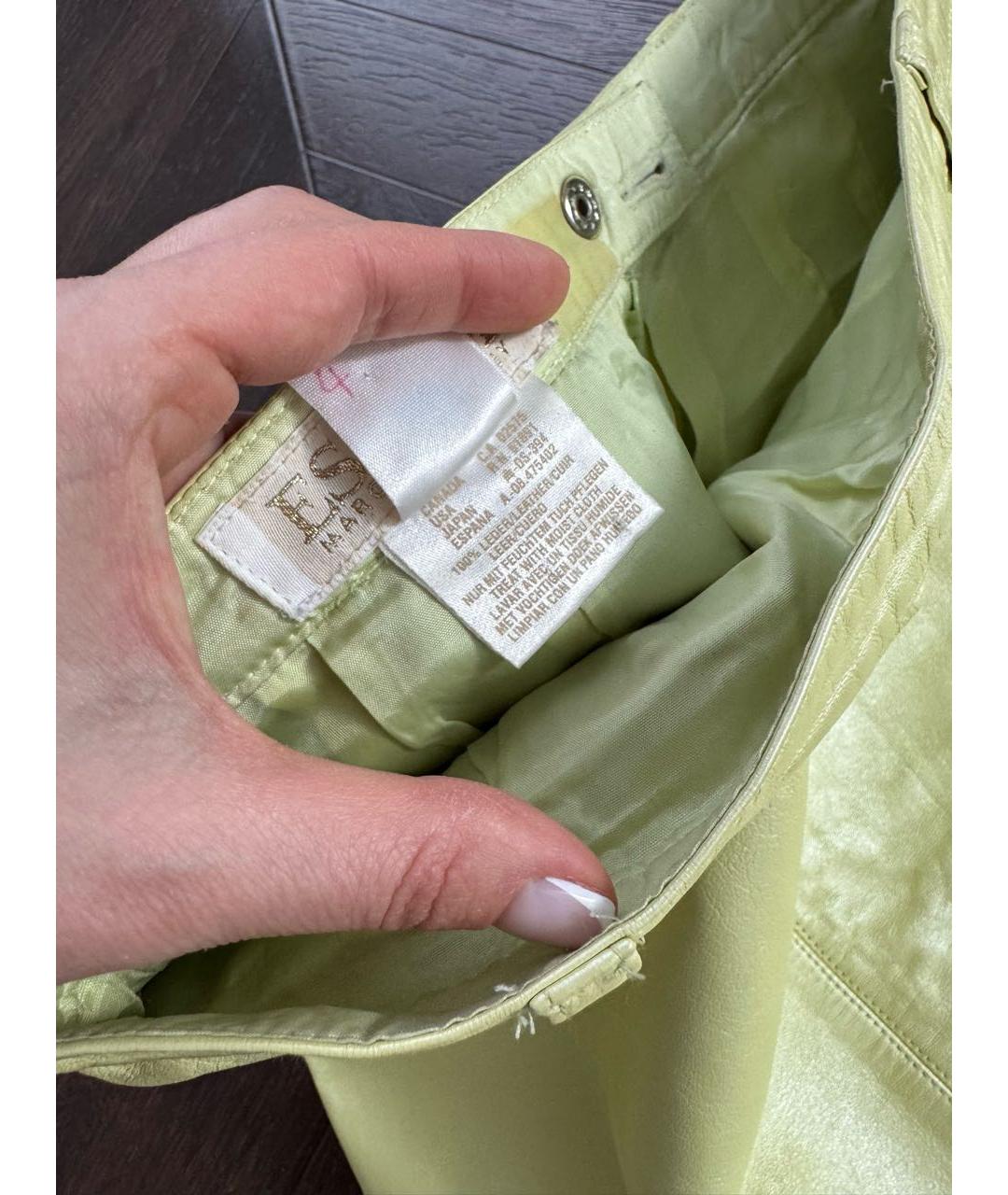 ESCADA Салатовая кожаная юбка мини, фото 4