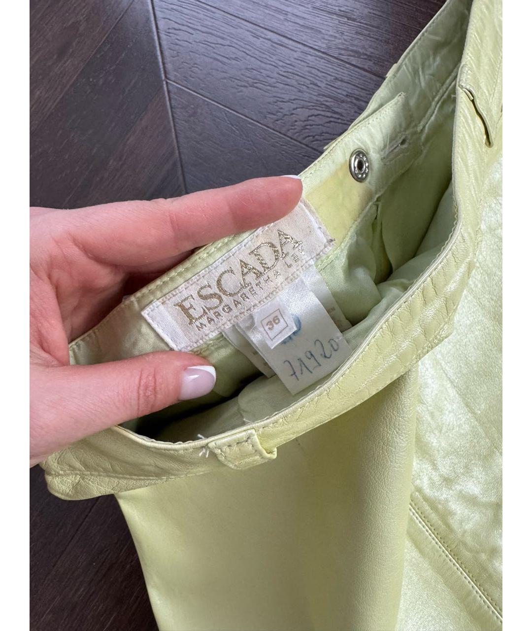 ESCADA Салатовая кожаная юбка мини, фото 6
