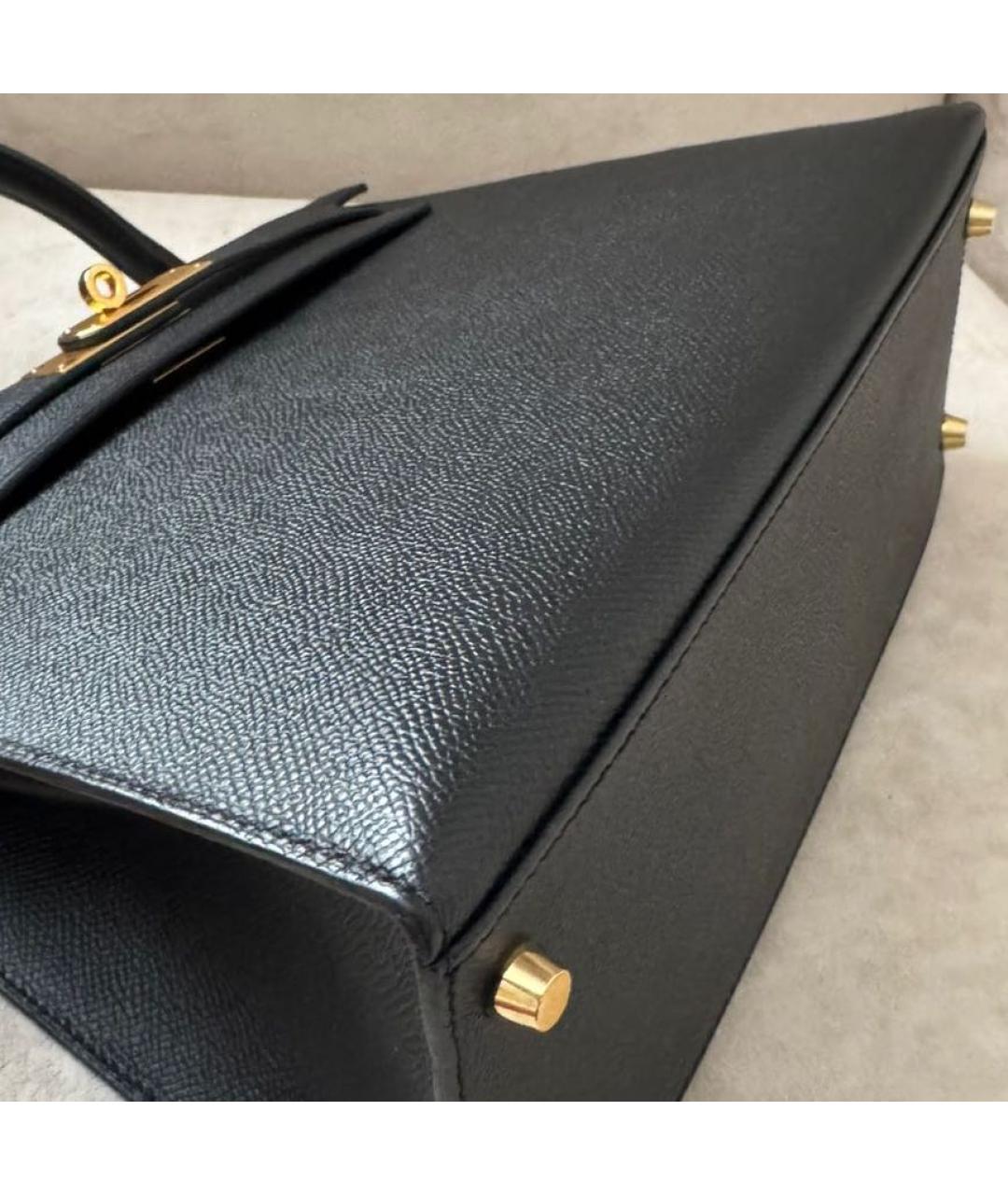 HERMES Черная кожаная сумка с короткими ручками, фото 7