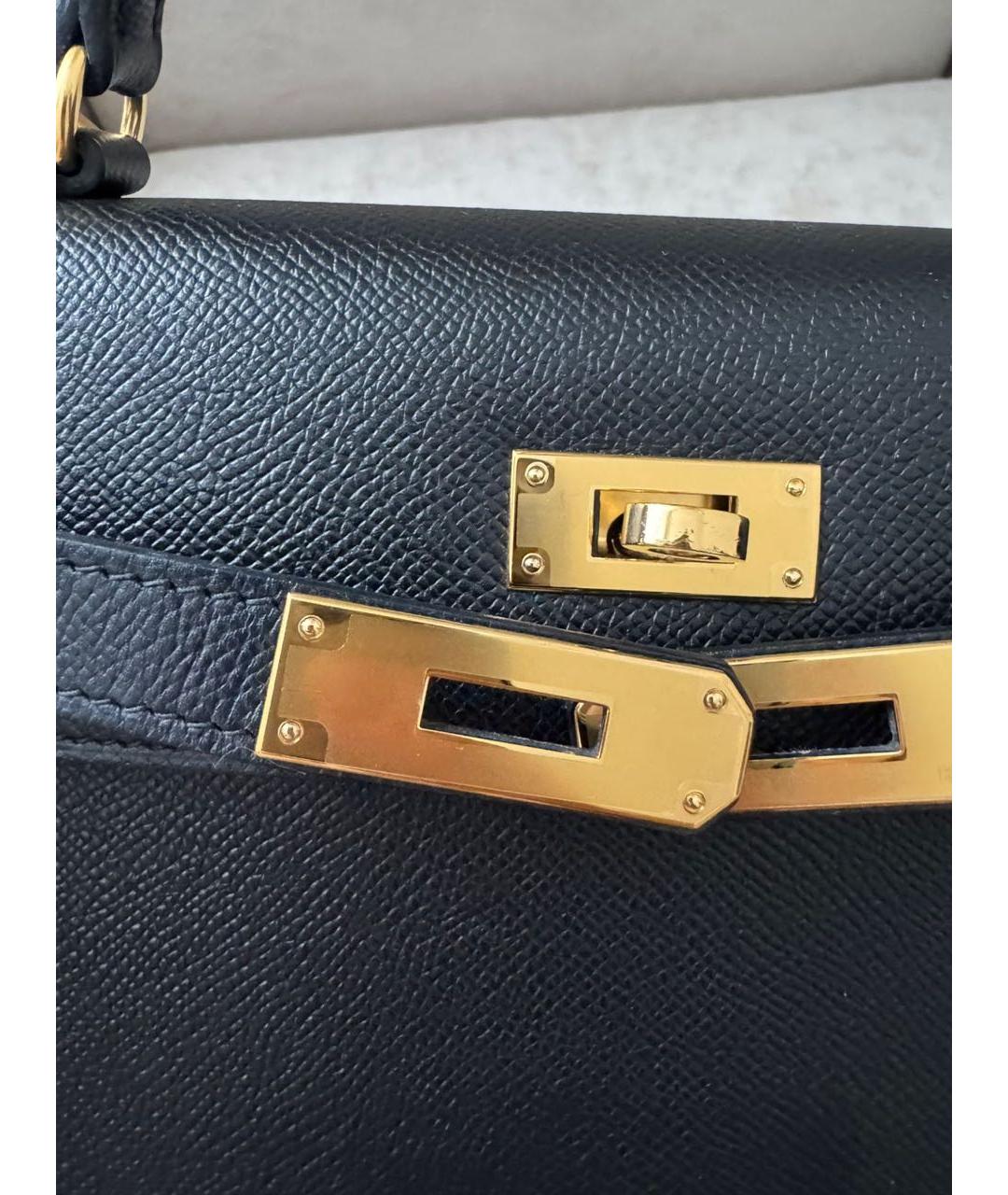 HERMES Черная кожаная сумка с короткими ручками, фото 6