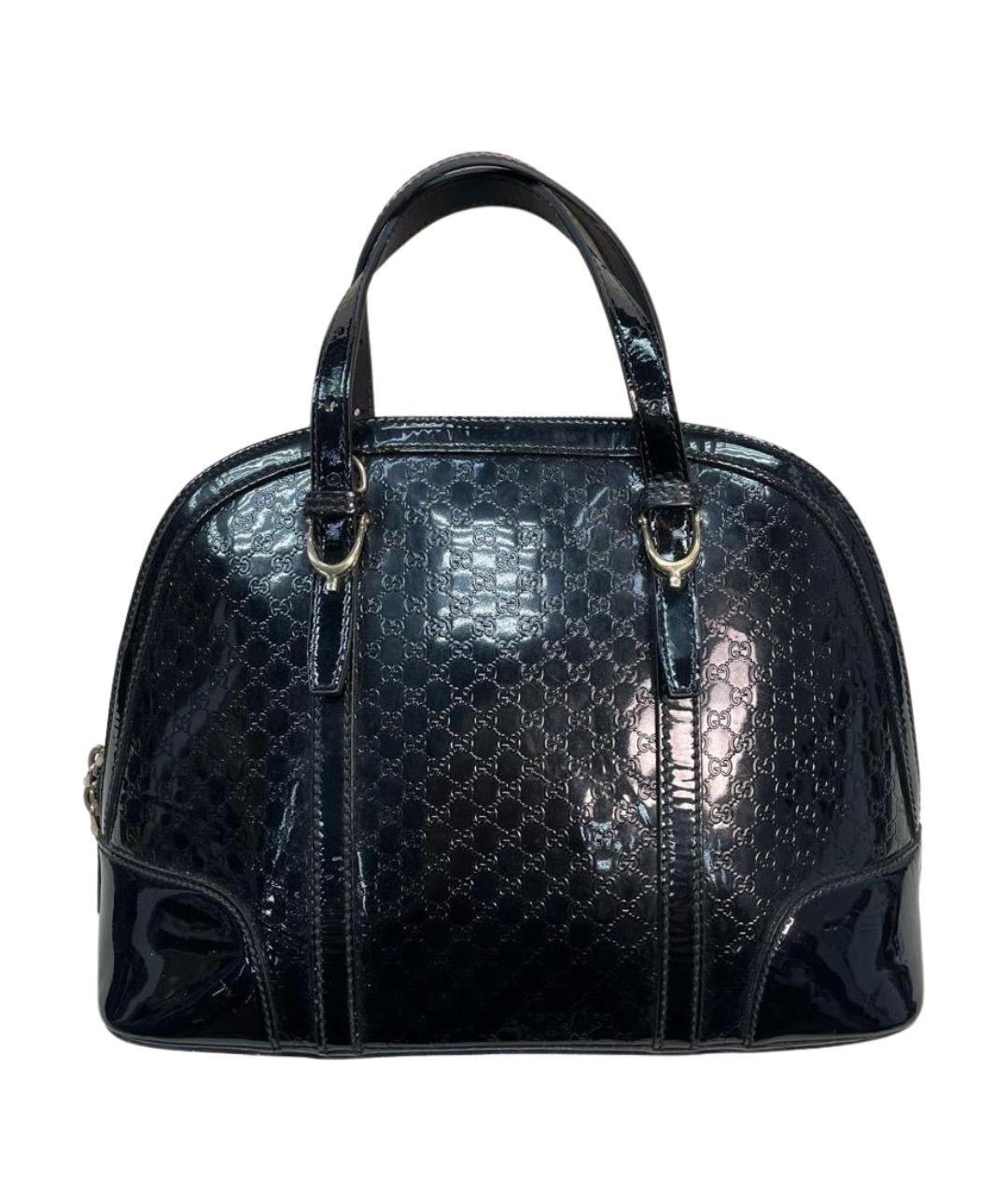 GUCCI Черная сумка с короткими ручками из лакированной кожи, фото 1