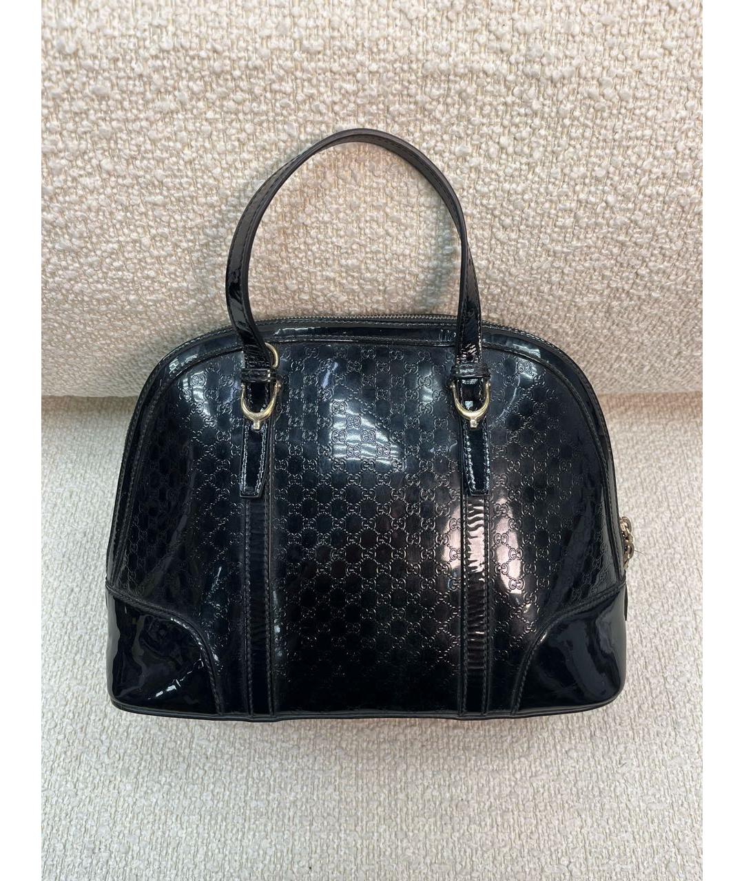 GUCCI Черная сумка с короткими ручками из лакированной кожи, фото 3