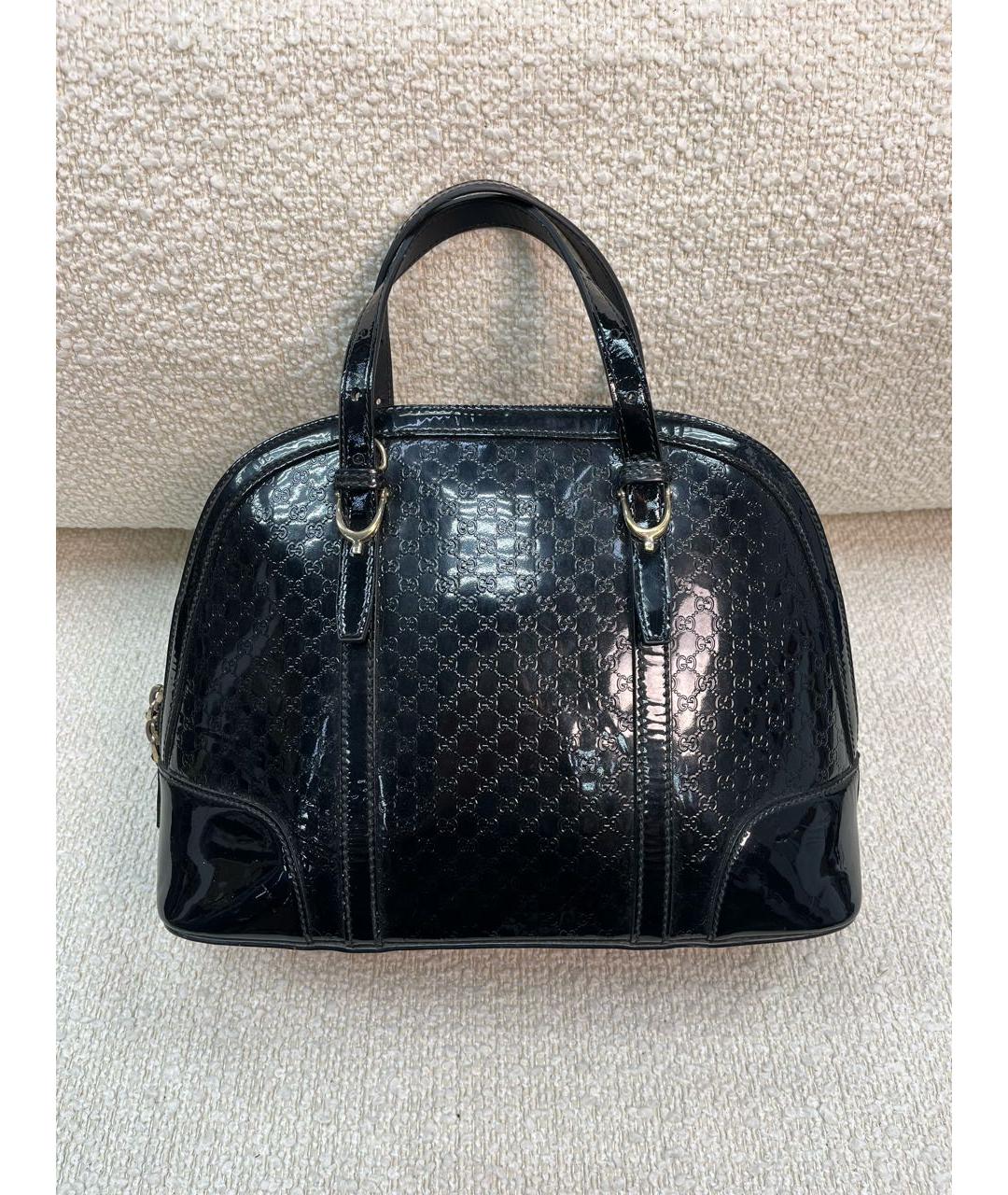 GUCCI Черная сумка с короткими ручками из лакированной кожи, фото 8