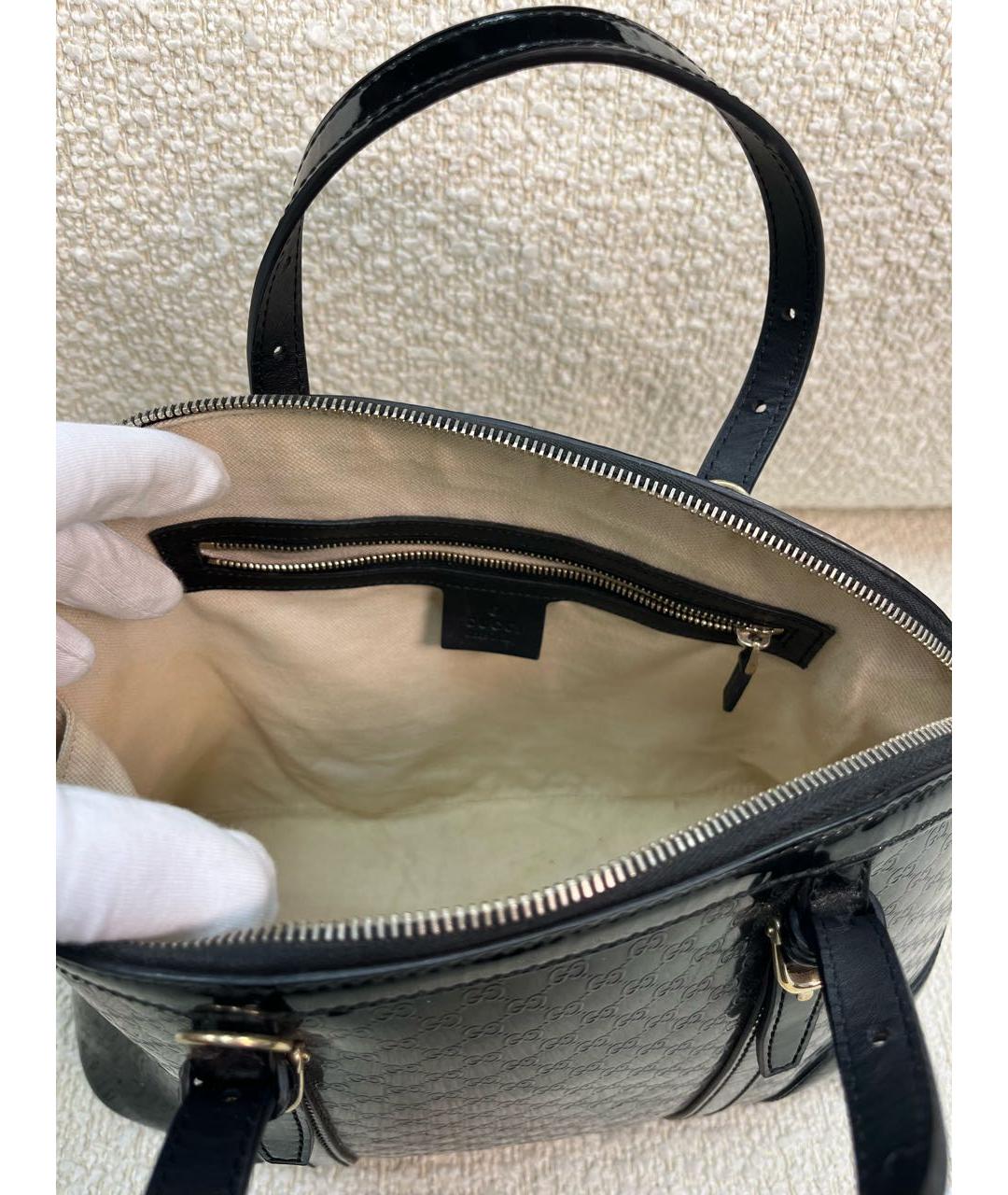 GUCCI Черная сумка с короткими ручками из лакированной кожи, фото 4