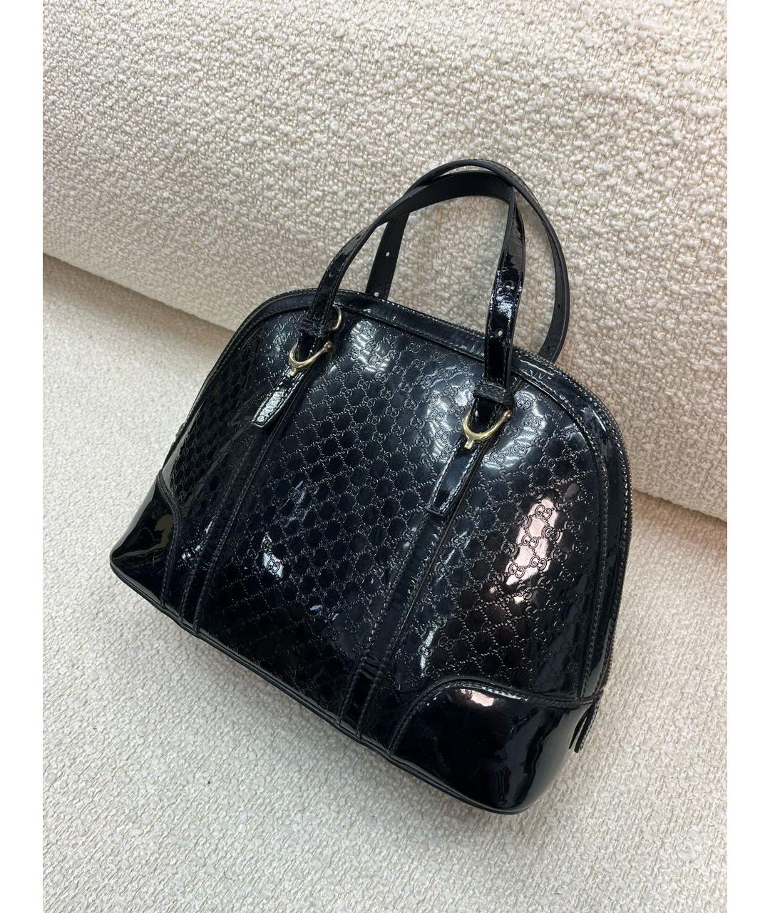 GUCCI Черная сумка с короткими ручками из лакированной кожи, фото 5