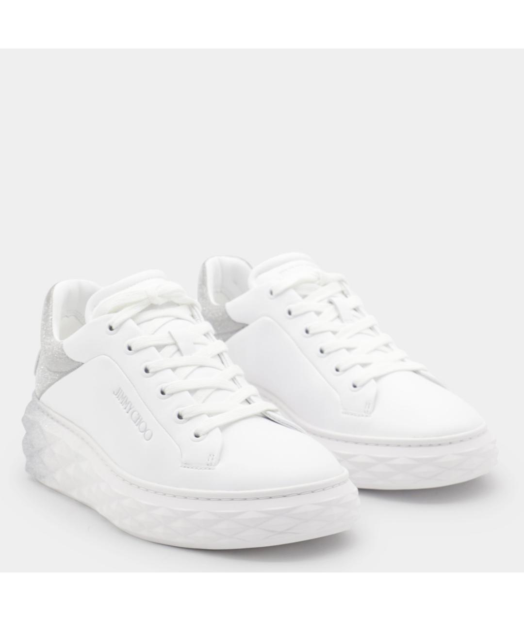 JIMMY CHOO Белые кожаные кроссовки, фото 2